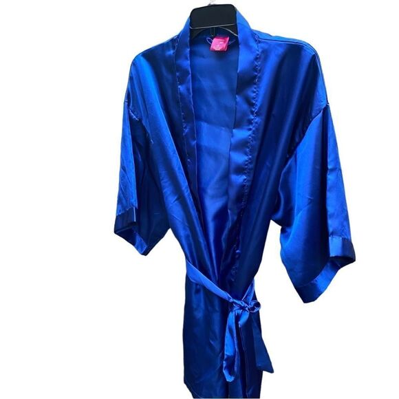 Bottoms Out Gal Blue Satin Feel Robe NEW Sz M - Picture 3 of 5